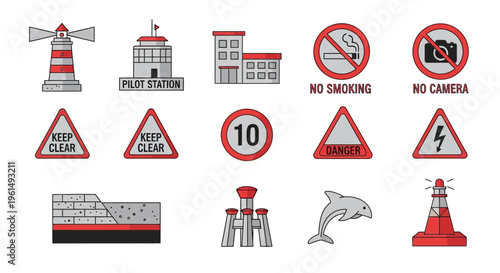 Traffic signs and symbols icons set.