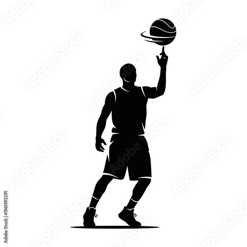Basketball Ball Spin Trick Silhouette – Freestyle Control Skill, Street Style Spin Move
