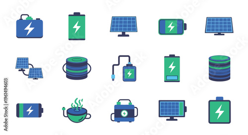 Eco friendly technology power icons set.