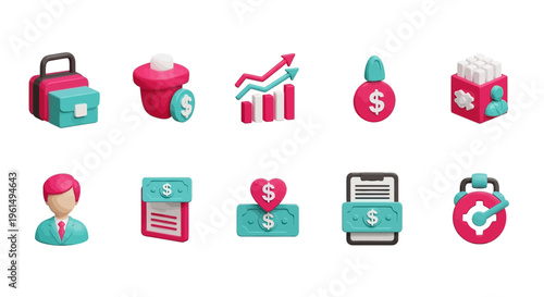 Financial icons for business and money.