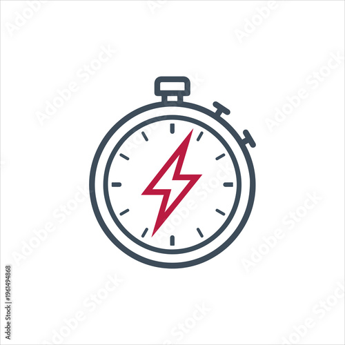 Stopwatch with lightning bolt icon representing speed and efficiency.