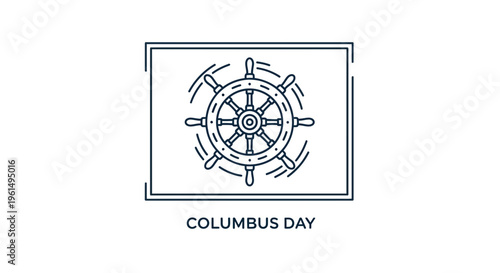 Stylized ship steering wheel illustration representing sea navigation and historical discovery