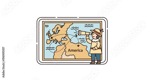 Adventurous navigator charting historical maritime routes across continents with a telescope