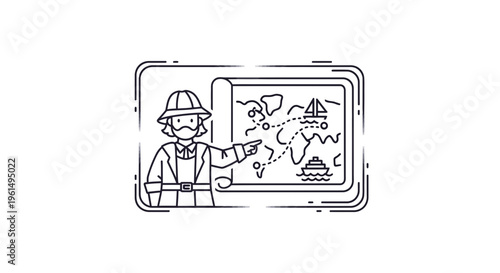 Seasoned explorer meticulously charting an ambitious global journey on a modern digital map