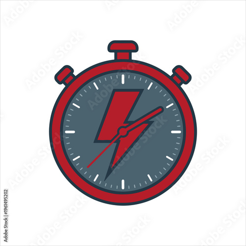 Stopwatch with Lightning Bolt Symbol for Speed and Urgency.