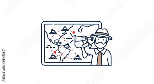 Strategic global shipping exploration and supply chain visualization by a dedicated observer