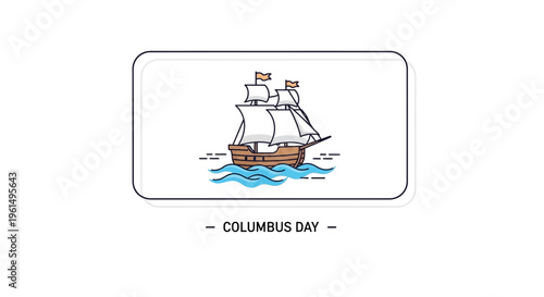 Elegant vector illustration of a historic sailing vessel on gentle blue waves, symbolizing