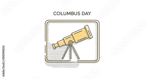 Minimalist telescope illustration for historical exploration and discovery celebrations