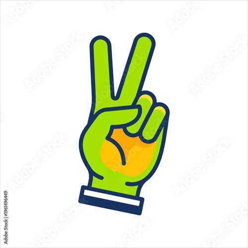 V sign hand gesture showing peace or victory.