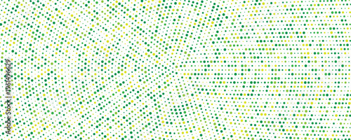 Green radial pattern background. Abstract spring dotted concentric circle wallpaper. Circular halftone dots comic texture backdrop. Vector bright summer cartoon pop art overlay for poster, banner
