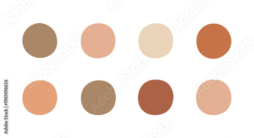 Neutral earthy skin tone palette with eight circular swatches for diverse cosmetic and design projects