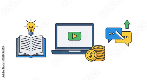 Education Technology Online Learning Icons.