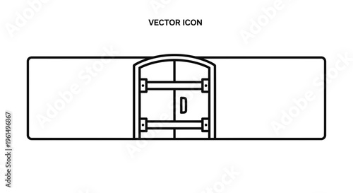Minimalist line art illustration of a cargo truck's rear doors, depicting a modern transportation