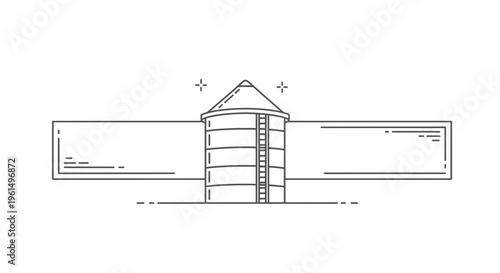 Sleek Monoline Graphic Icon Depicting a Modern Cylindrical Storage Structure with Horizontal