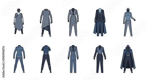 Collection of superhero characters standing.