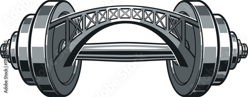 A unique dumbbell design featuring an arch bridge structure, symbolizing strength, connection, and the journey of building physical and mental resilience.