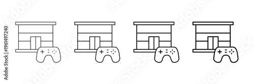 Esports Arena Icons Vector Set In Different Stroke Line Style