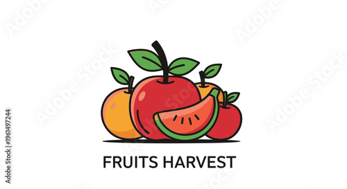 Colorful illustration of fresh fruits.