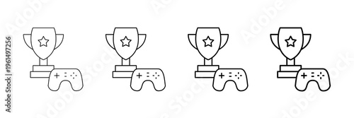 Gaming Tournament Icons Vector Set In Different Stroke Line Style