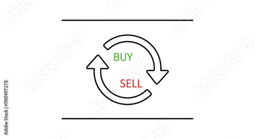 Dynamic buy and sell cycle illustration representing market transactions and economic exchange