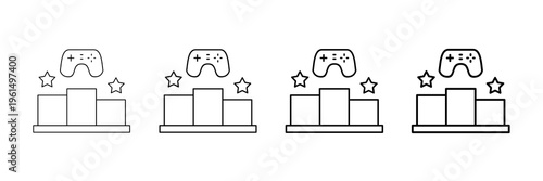 Esports Ranking Icons Vector Set In Different Stroke Line Style