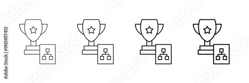 Tournament Bracket Icons Vector Set In Different Stroke Line Style