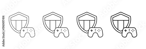 Gaming Clan Icons Vector Set In Different Stroke Line Style