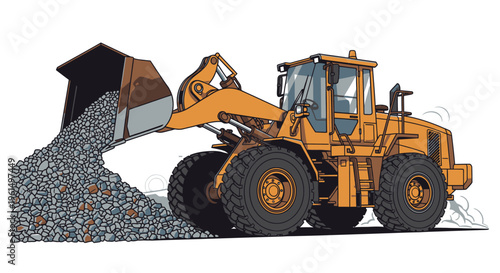 Large Yellow Construction Wheel Loader Machine.