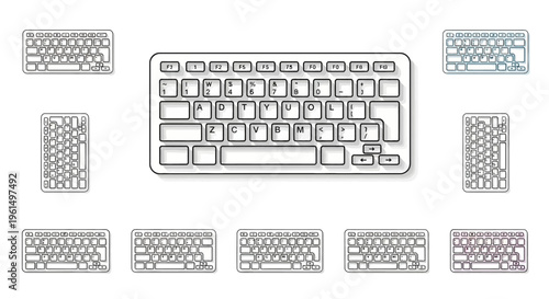 Computer keyboards in various designs.