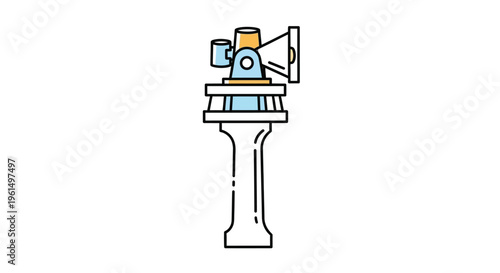 Camera on a tripod stand base.