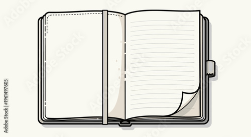 Open Notebook with Blank Pages Inside.