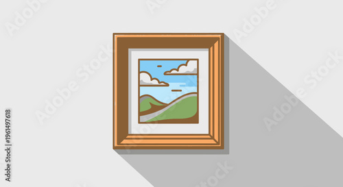 Picture frame hanging on wall.