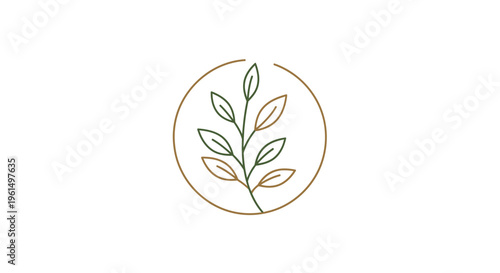 Simple leafy branch in circle logo.