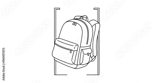 Modern minimalist backpack line art illustration for travel and education design elements