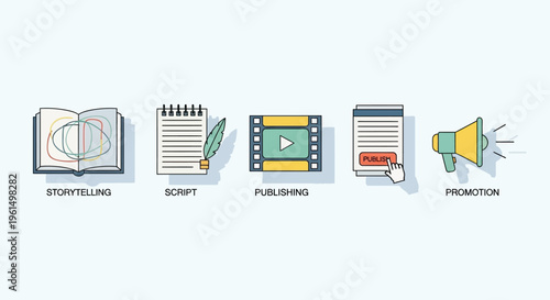 Publishing and media icons set.
