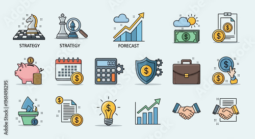 Business Finance Icons and Symbols.