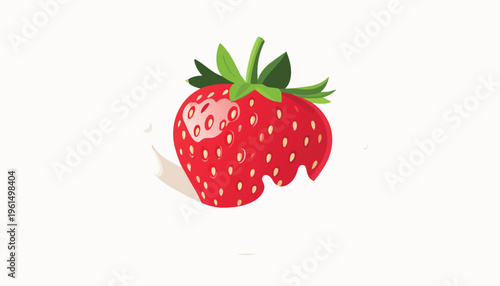 Fresh strawberry icon with milk splash flat style smooth edges vibrant red fruit centered minimal