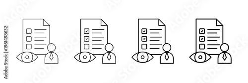 Exam Supervision Icons Vector Set In Different Stroke Line Style
