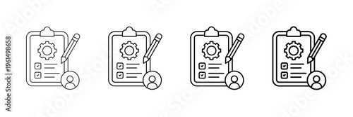 Practice Test Icons Vector Set In Different Stroke Line Style