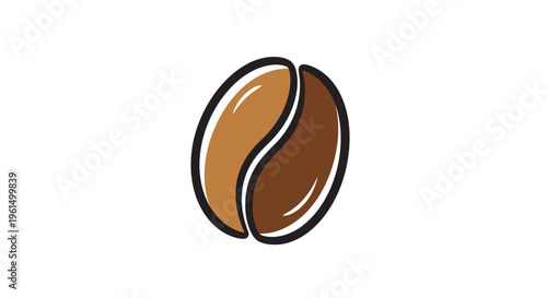 Roasted coffee bean vector icon isolated on white background