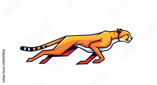 Geometric running cheetah mascot logo isolated on white background