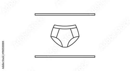 Minimalist black and white line art illustration of a classic comfortable underwear icon between