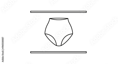 Minimalist Line Art Illustration of Classic High-Waisted Women's Underwear Design Suspended