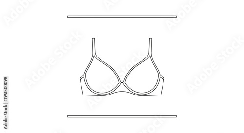 Elegant minimalist line art illustration of a women's undergarment bra design on a clean white