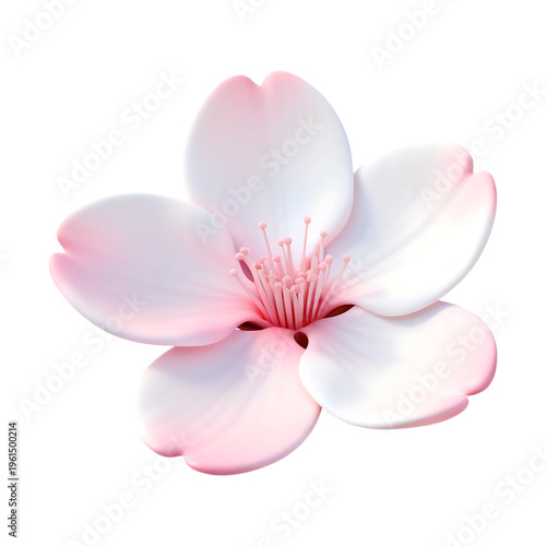 A pink and white flower with five petals isolated on transparent background