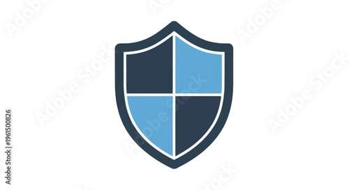Free Download Isolated vector shield icon featuring a quartered design in dark navy and light blue colors, minimalist flat design element for cybersecurity, safety, and protection concepts. - GFXLoad