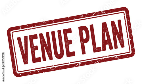 Venue plan red square grunge rubber stamp on transparent background, event location arrangement