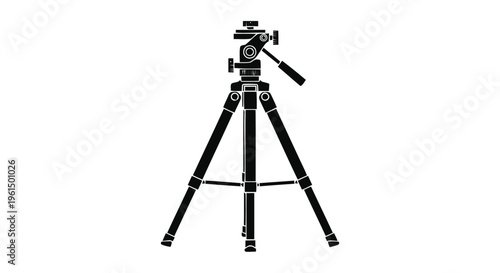 Vector illustration of professional camera tripod stand for photography and video recording