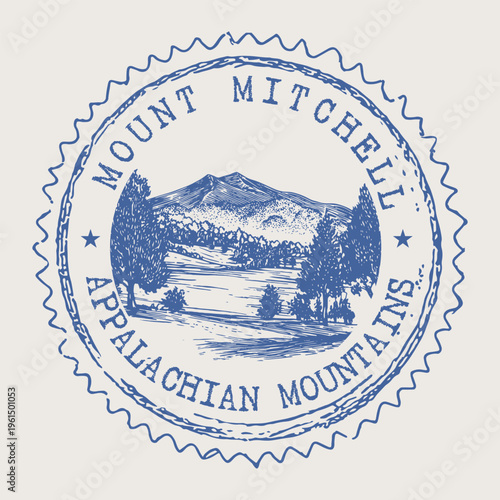 Mount Mitchell North Carolina Blue Ridge Mountains Peak Passport Cancellation Stamp Postmark