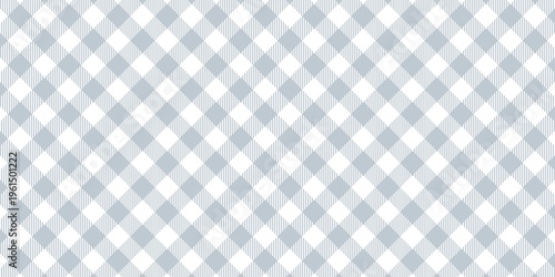 Seamless grey gingham check pattern. Classic diagonal buffalo plaid texture, ideal for rustic fabric, nursery wallpaper, tablecloths, and timeless minimal textile design.